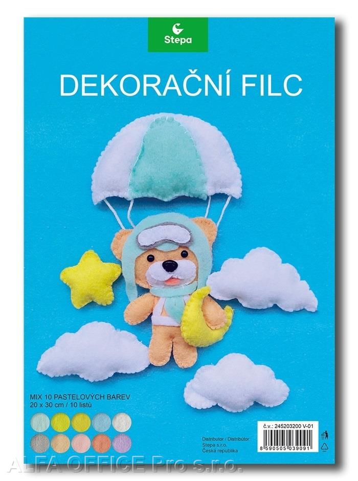 Dekorační filc 20 x 30 cm - pastelový mix