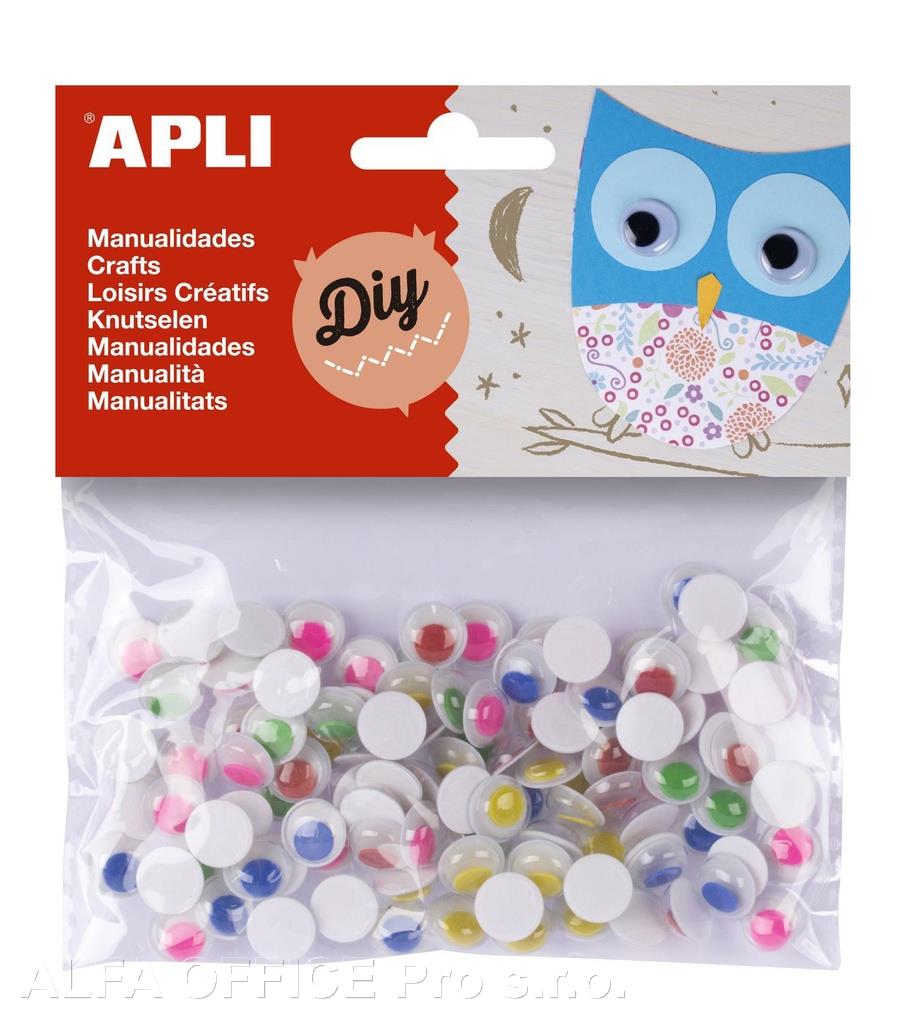Samolepicí očička APLI kulaté / mix barev / 100 ks