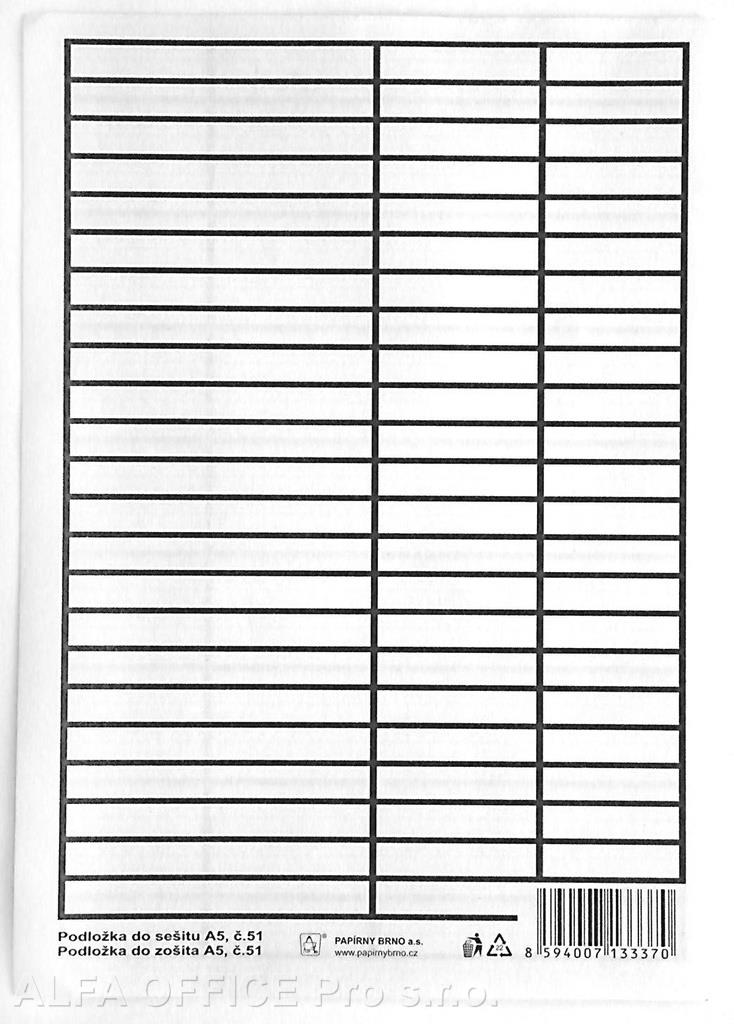 Podložka do sešitů A5 PVC - linka / linka