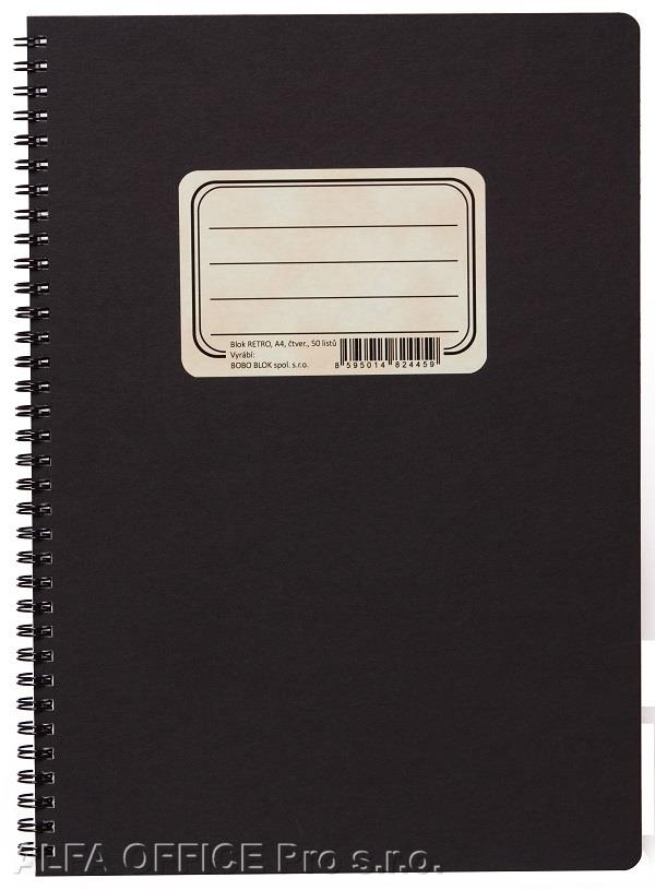 Blok BOBO Retro s boční spirálou - A4 / čtvereček