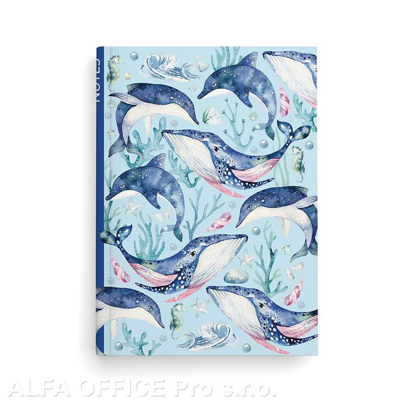 Kniha záznamní A5 - linka / 100 l / velryba