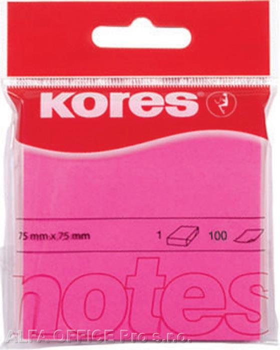Samolepicí bloček Kores neon - růžová