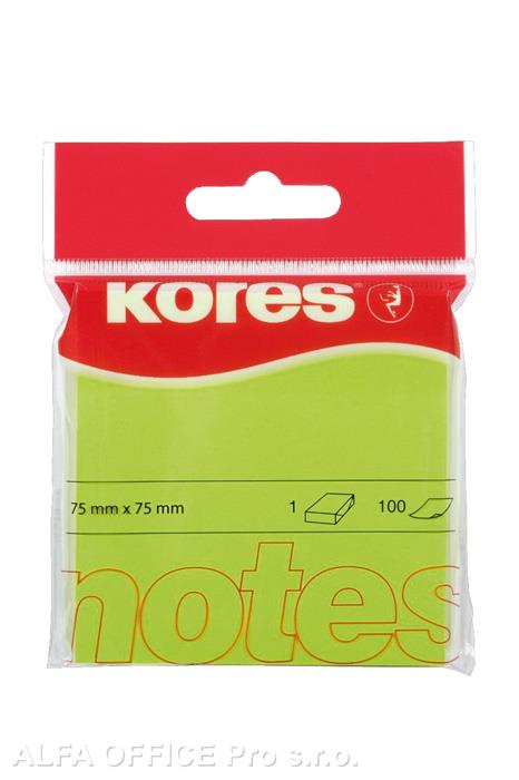 Samolepicí bloček Kores neon - zelená