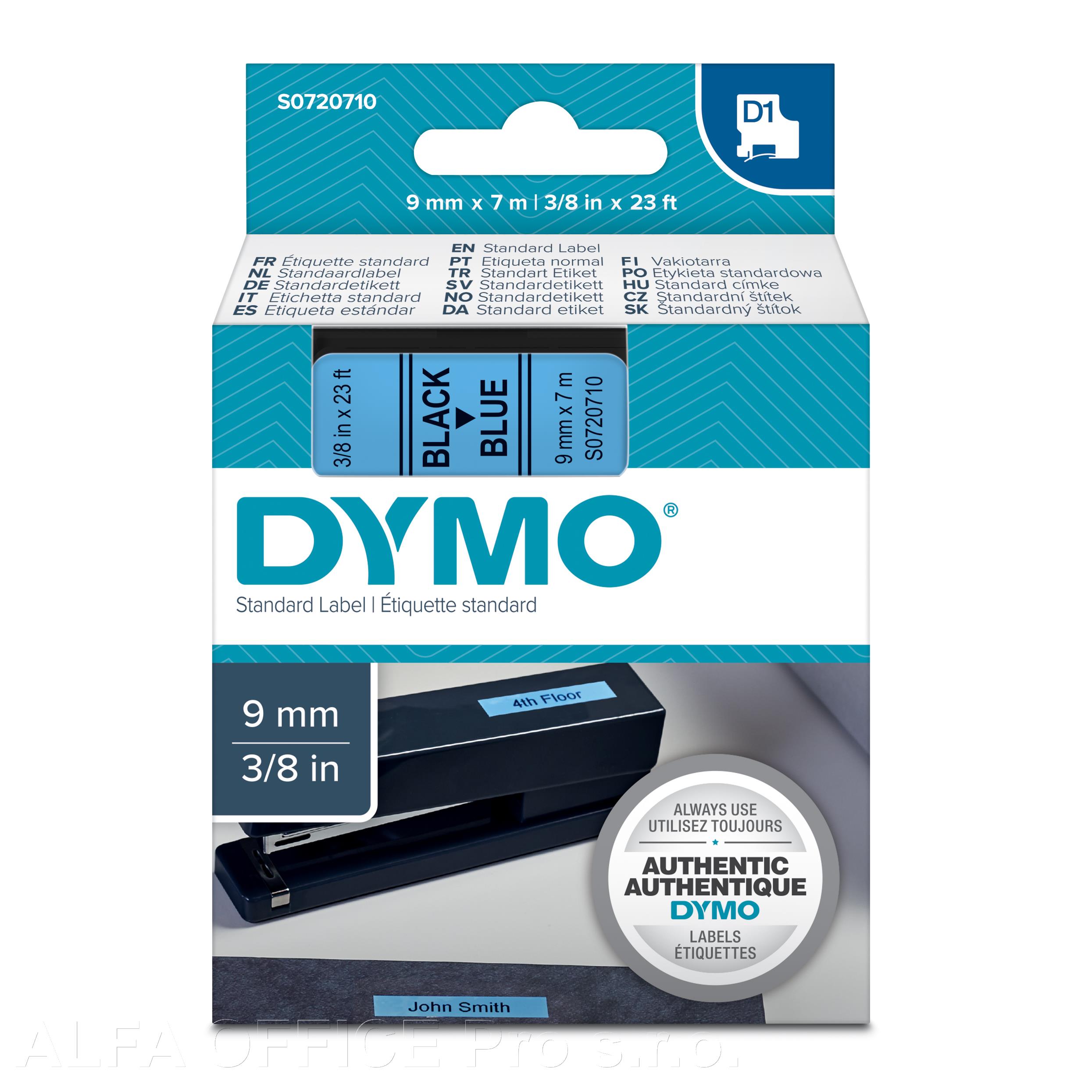 Pásky D1 standardní - 9 mm x 7 m / černý tisk / modrá páska