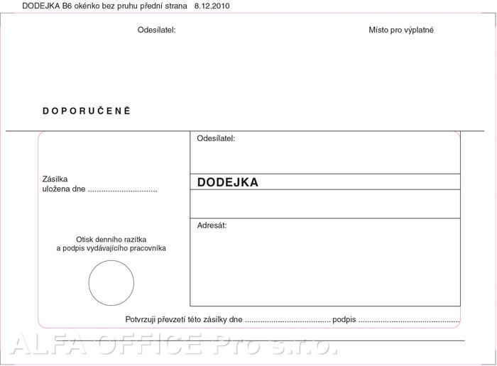 Obálky B6 s dodejkou samopropisovací - bílá / 1000 ks