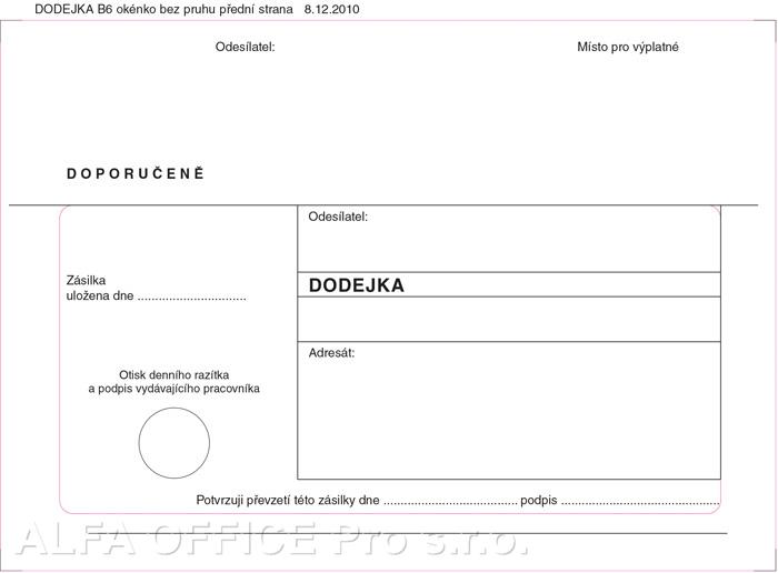 Obálky B6 s dodejkou - bílá / 1000 ks