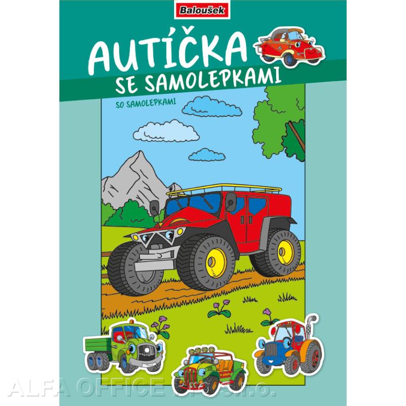 Omalovánka A4 se samolepkami - Autíčka