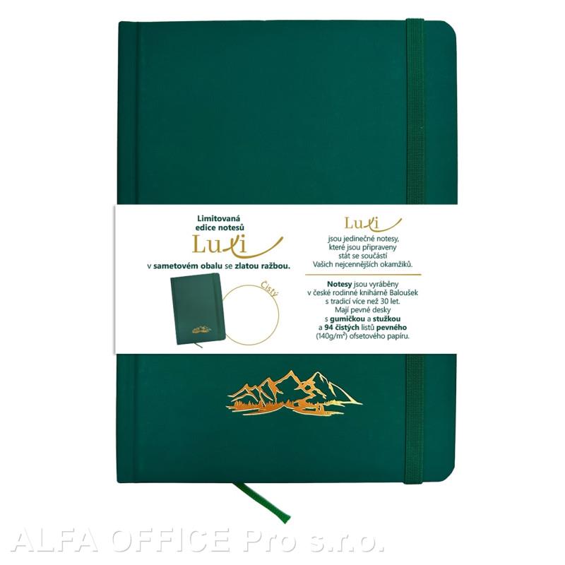 Blok Luxi A5 - čistý / 96 listů / zelená hory