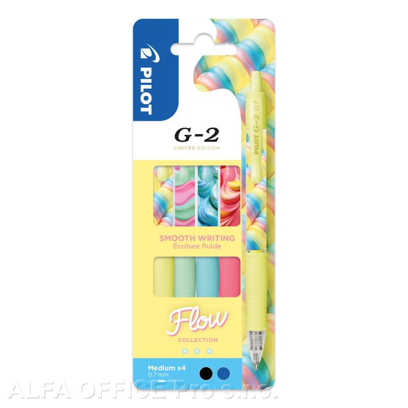 Gelový roller Pilot G-2 Flow 0,7 - sada 4 ks