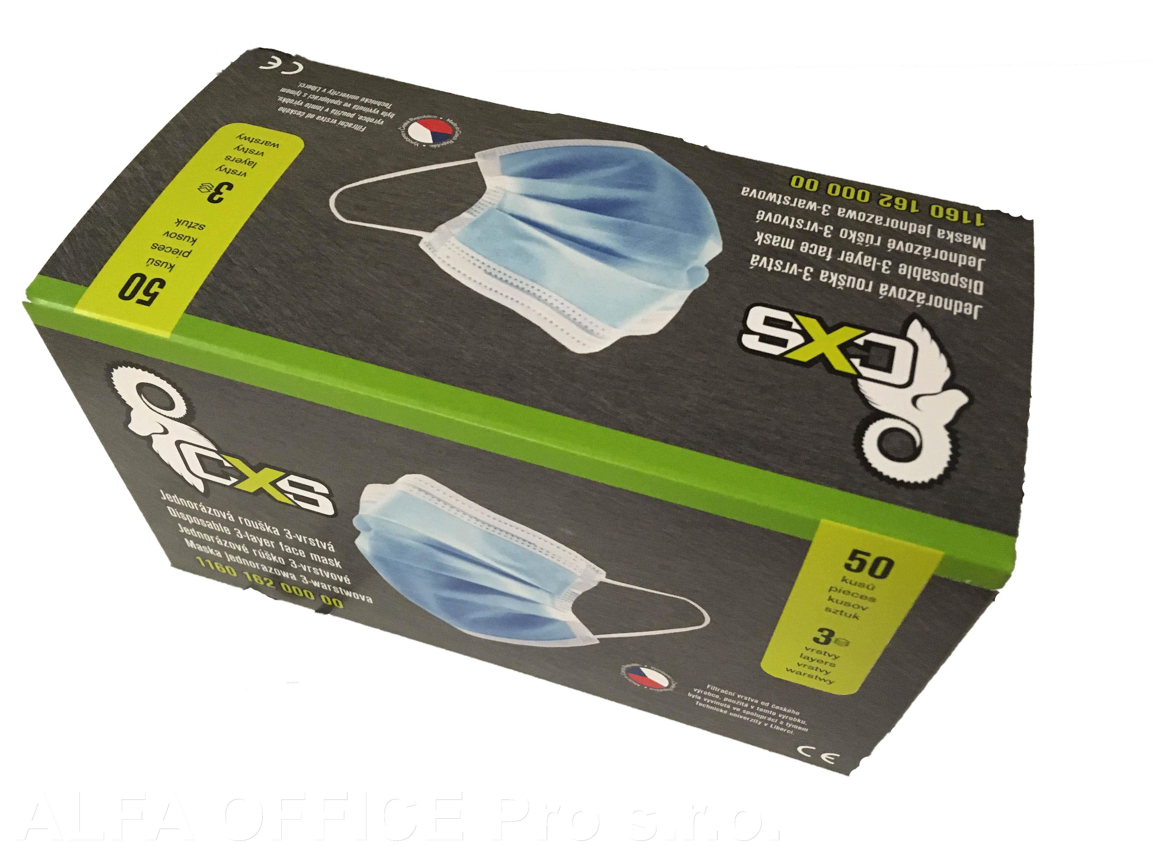Třívrstvá ochranná rouška - jednorázová ČESKÁ VÝROBA