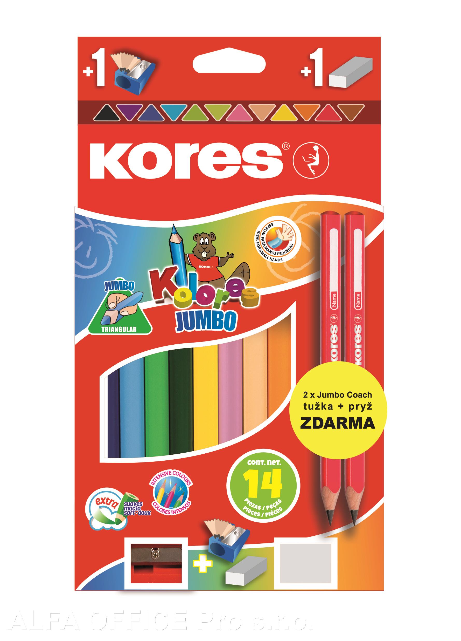 Pastelky Kores Kolores trojhranné / 12 barev / JUMBO