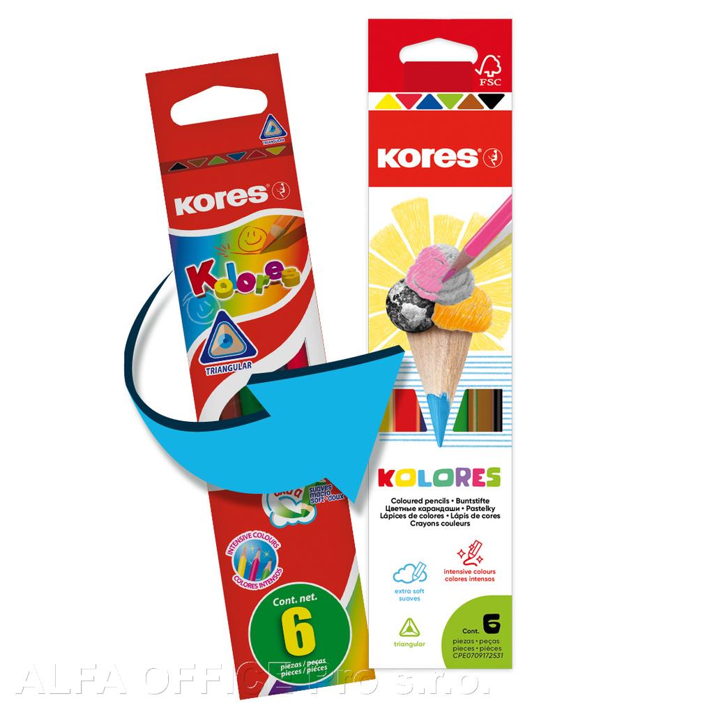 Pastelky Kores Kolores trojhranné / 6 barev