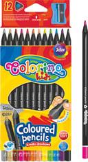 Pastelky Colorino trojhranné černé dřevo / 12 barev + ořezávátko