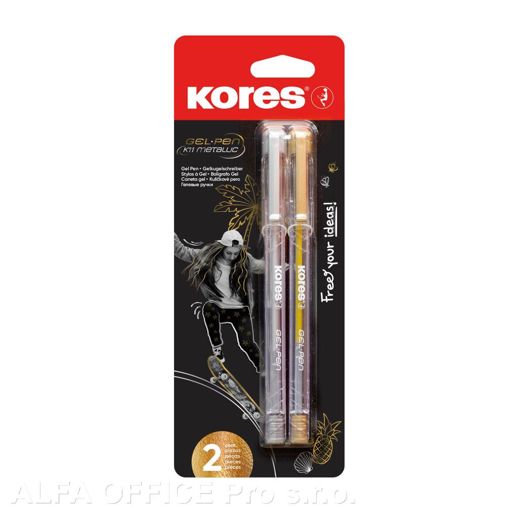 Kuličkové pero Kores K11 METALIC - sada 2 ks