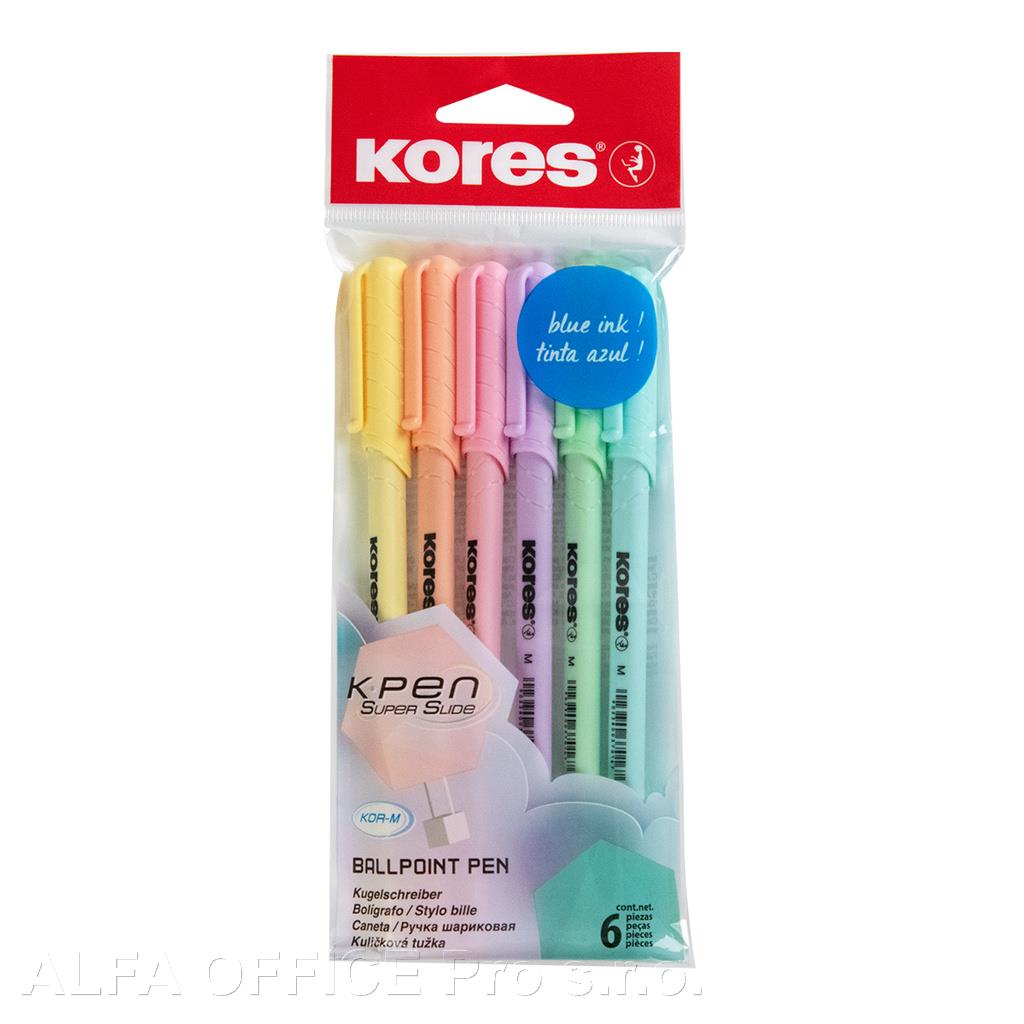 Kuličkové pero Kores K0 - pastelový mix / sada 6 ks