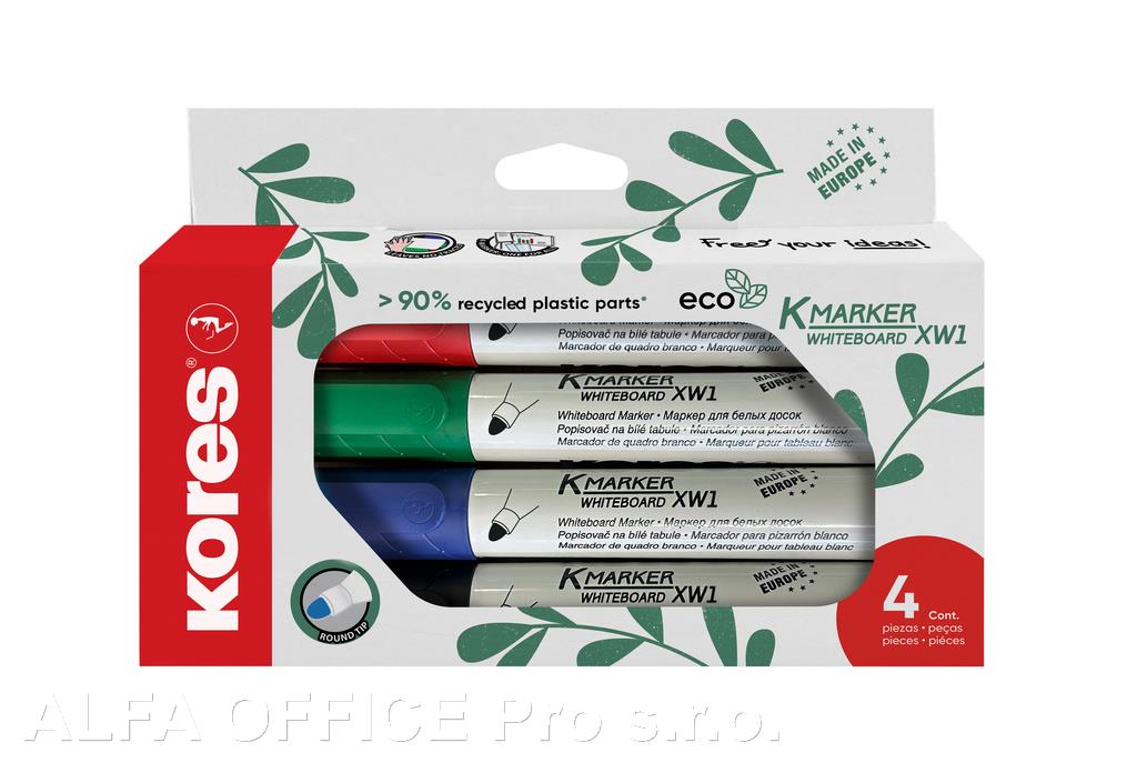 Popisovač Kores K-Marker Whiteboard ECO - sada 4 ks / kulatý hrot