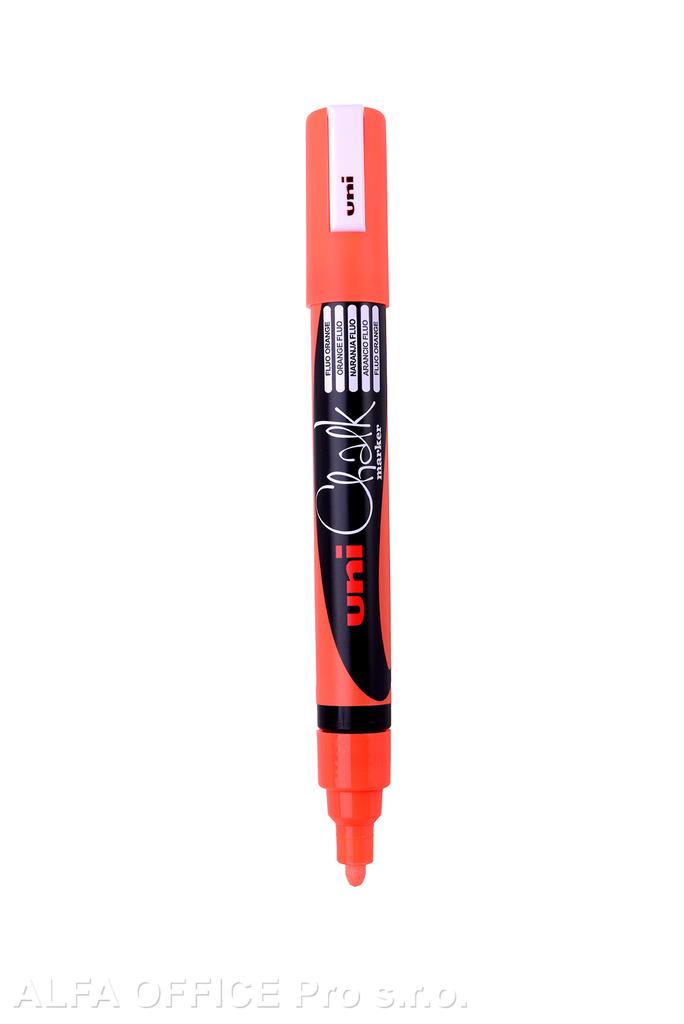Popisovač křídový UNI Chalk Marker PWE-5M / fluo oranžová