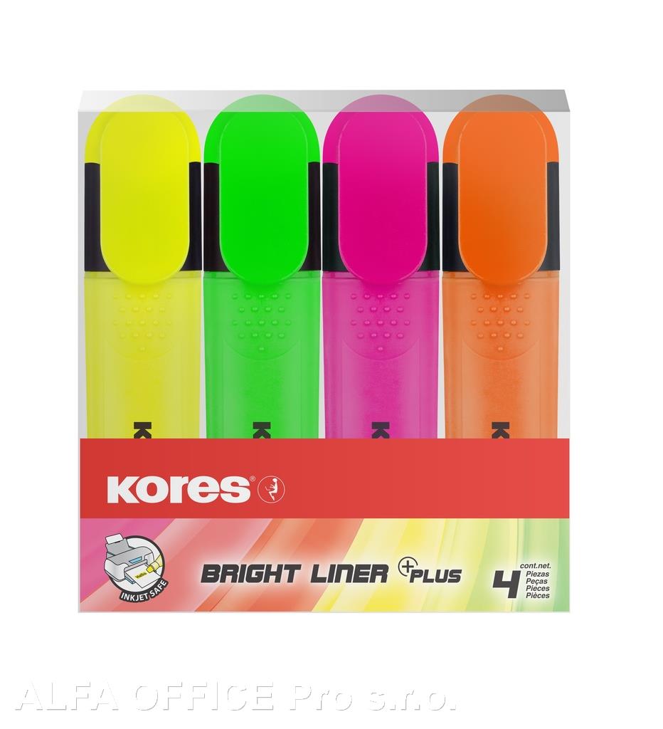 Zvýrazňovač Kores Bright Liner / sada 4 ks