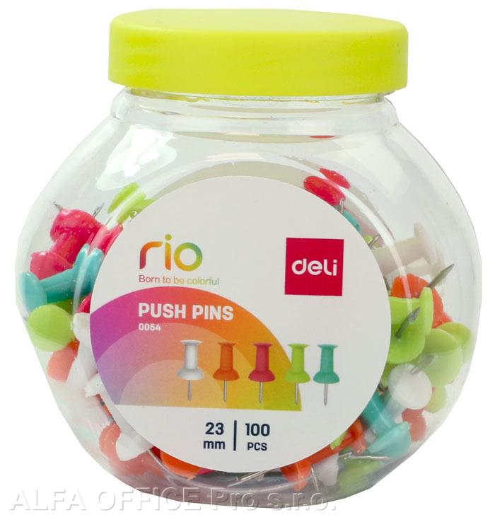 Špendlíky na nástěnku DELI - 100 ks / barevný mix