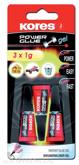 Vteřinová lepidla Kores - Power Glue gel 3 x 1g