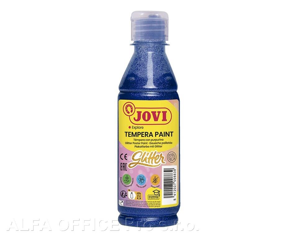 Tekuté temperové barvy JOVI PREMIUM v lahvi - 250 ml / glitr modrá