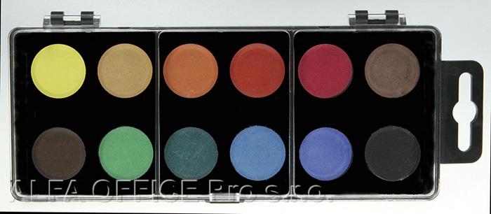 Vodové barvy - 12 barev / průměr 22,5 mm