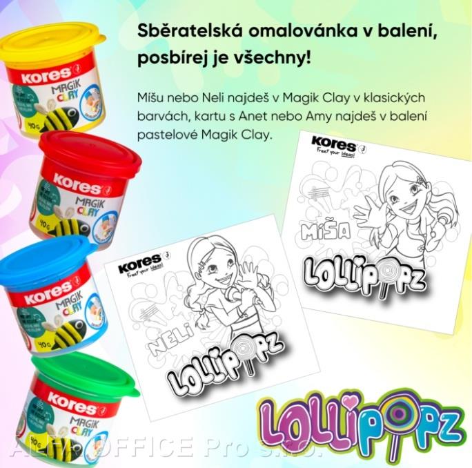 Modelovací hmota KORES MAGIK CLAY LOLLIPOPZ - klasické barvy 4x40 g