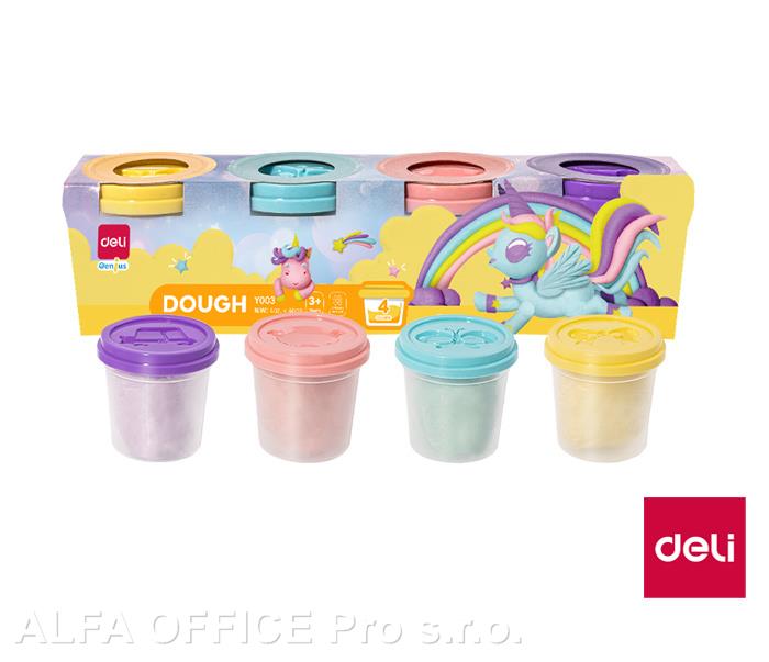 Modelovací hmota DELI měkká - 4 pastelové barvy / kelímek