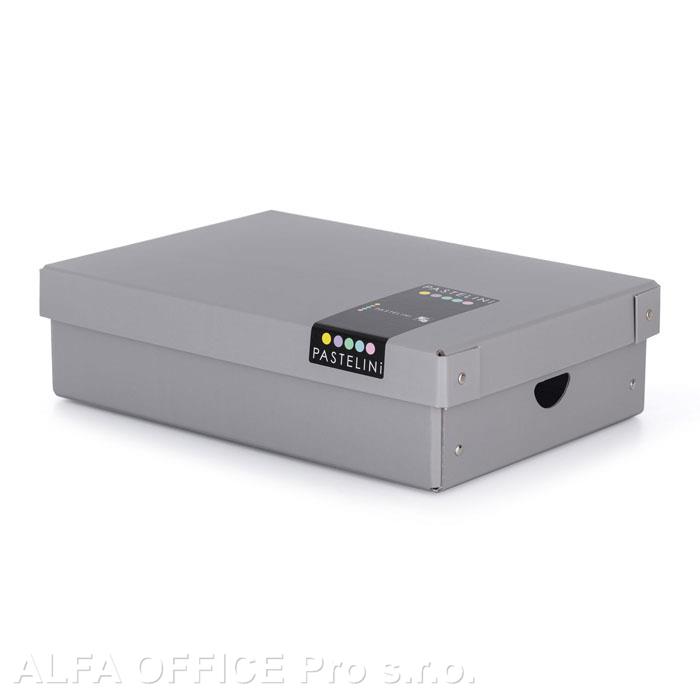 Krabice úložná lamino PASTELINi - šedá / 35,5 x 24 x 9 cm