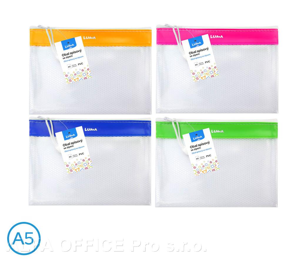 Spisové desky LUMA na zip síťované - A5 / barevný mix