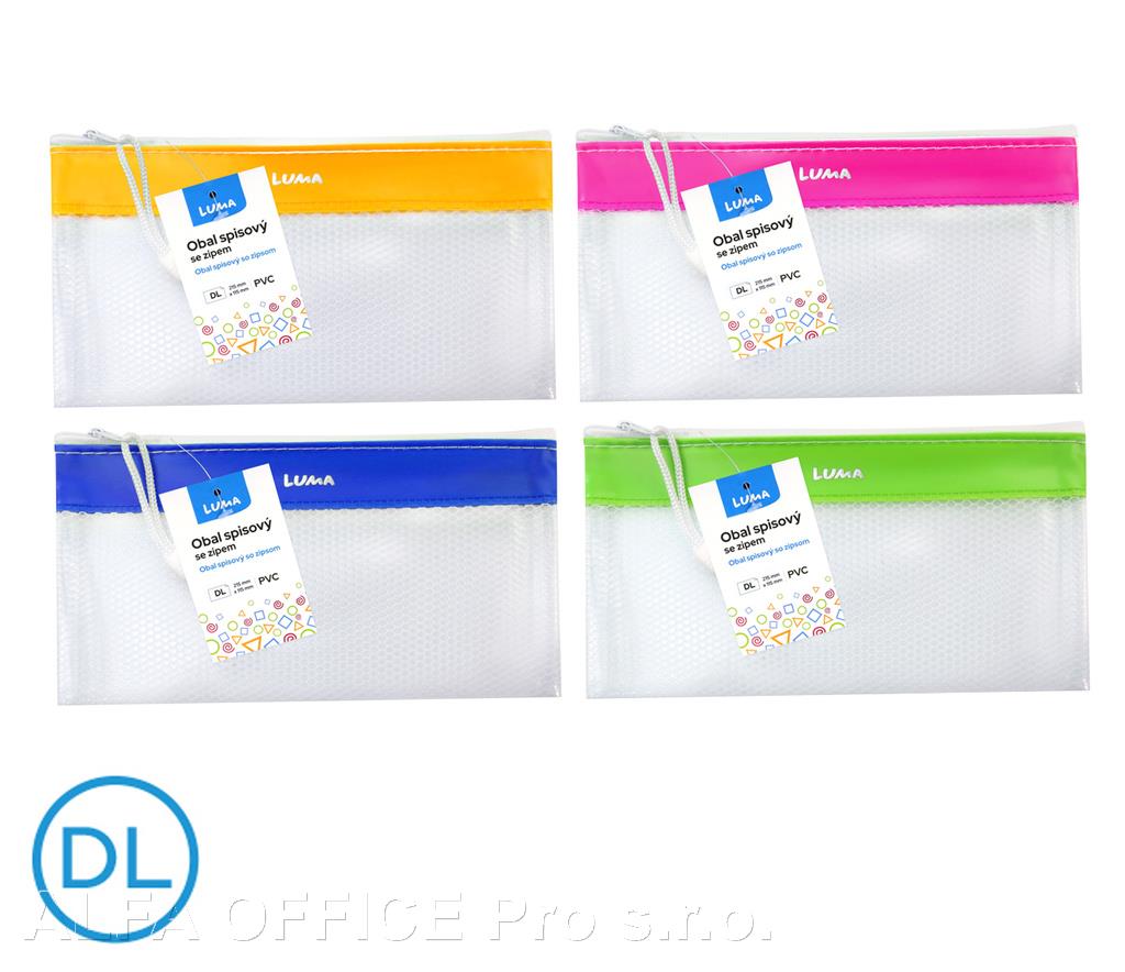 Spisové desky LUMA na zip síťované - DL / barevný mix