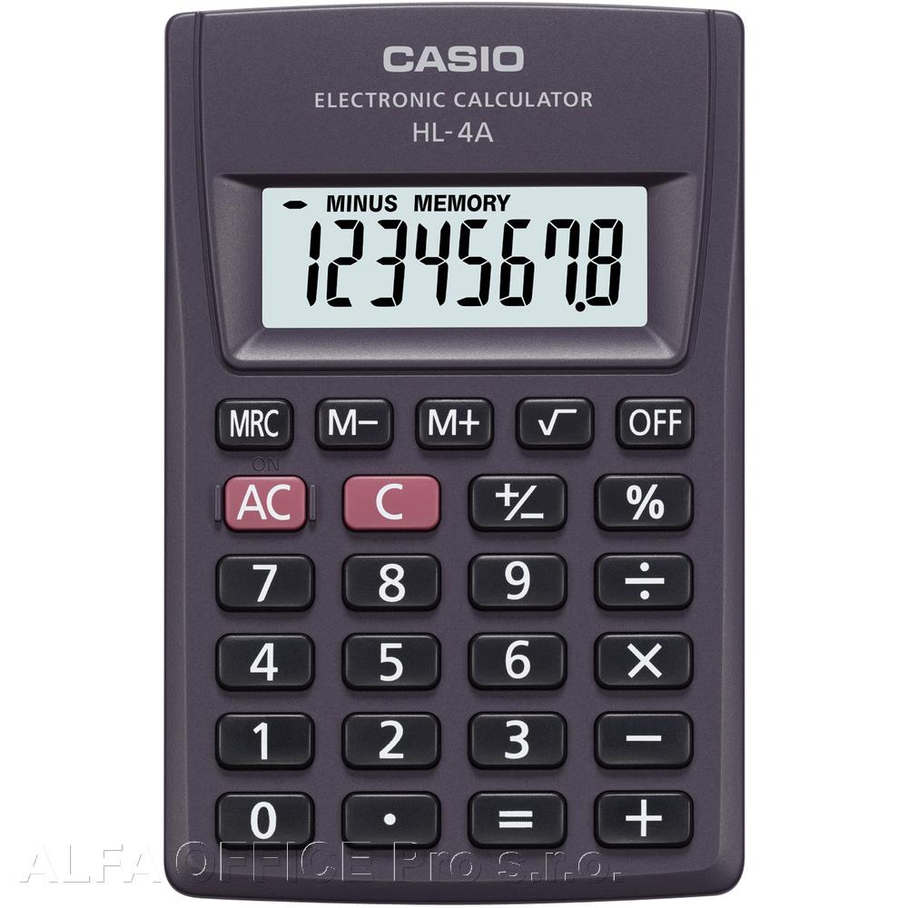 Kalkulačka Casio HL4A kapesní displej 8 míst