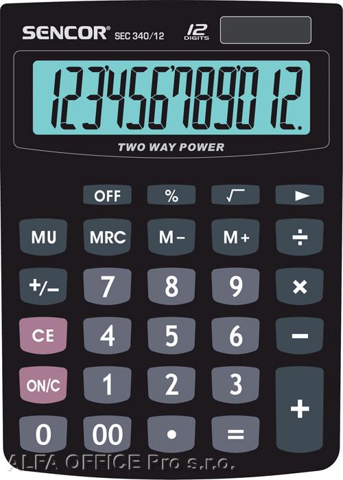Kalkulačka Sencor SEC 340 displej 12 míst