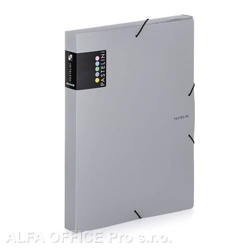 Box na spisy A4 s gumou PASTELINi - šedá