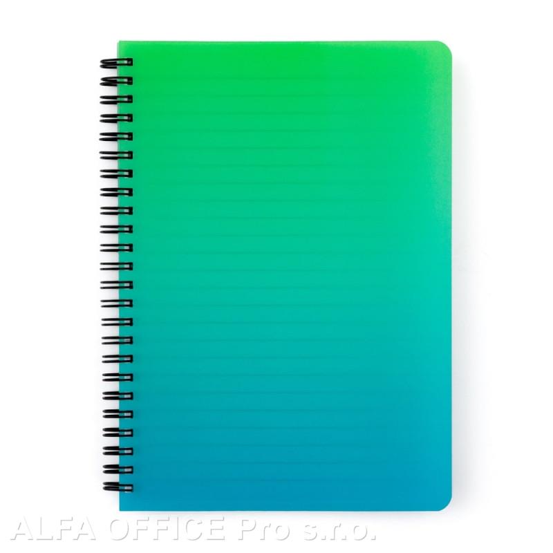 Blok kroužkový OMBRE - A5 / linka / zelená