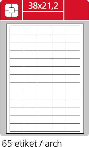 Print etikety A4 pro laserový a inkoustový tisk - 38 x 21,2 mm (65 etiket / arch ) / sníma