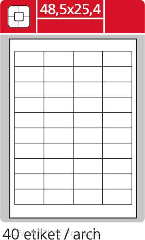 Print etikety A4 pro laserový a inkoustový tisk - 48,5 x 25,4 mm (40 etiket / arch ) / sní