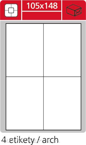 Print etikety A4 pro laserový a inkoustový tisk - 105 x 148 mm (4 etikety / arch ) / leskl
