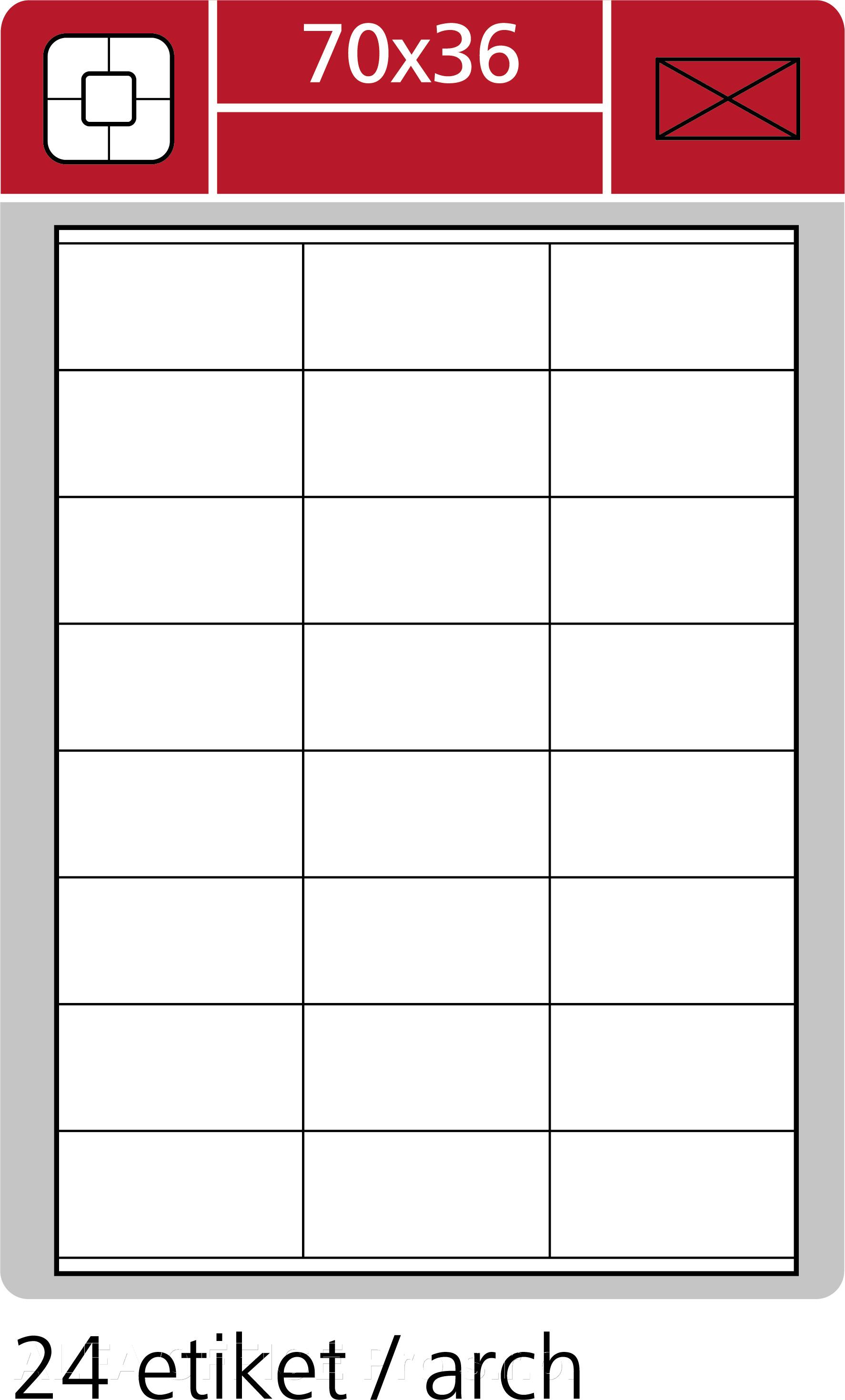 Print etikety A4 pro laserový a inkoustový tisk - 70 x 36 mm (24 etiket / arch) vhodné pro