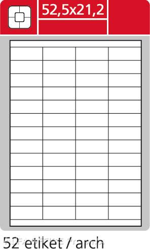 Print etikety A4 pro laserový a inkoustový tisk - 52,5 x 21,2 mm (52 etiket / arch ) / sní