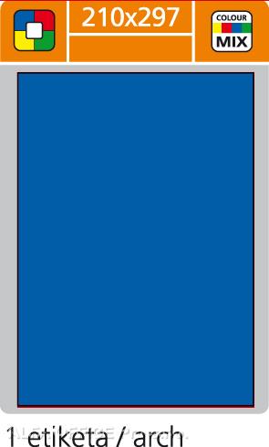 Print etikety A4 pro laserový a inkoustový tisk - 210 x 297 mm (1 etiketa/ arch) modrá