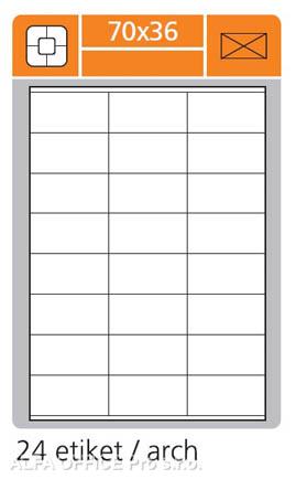 Print etikety A4 pro laserový a inkoustový tisk / 30 archů - 70 x 36 mm (24 etikety / arch