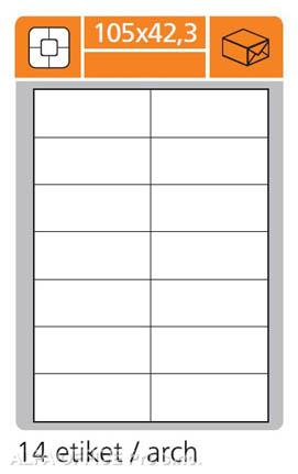 Print etikety A4 pro laserový a inkoustový tisk / 30 archů - 105 x 42,3 mm (14 etikety / a