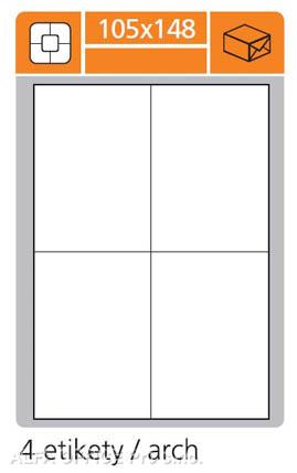 Print etikety A4 pro laserový a inkoustový tisk / 30 archů - 105 x 148 mm (4 etikety / arc