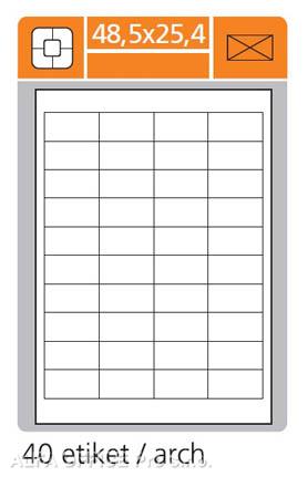 Print etikety A4 pro laserový a inkoustový tisk / 30 archů - 48,5 x 25,4 mm (40 etiket / a