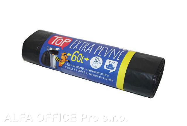 Pytle do koše Vipor Top stahovací - 60x70cm / 60l / 35my / 10ks / černá / extra pevné
