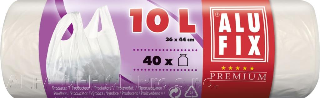 Pytle do koše Alufix Premium se zavazováním - 44x36cm + 16cm / 10l / 10my / 40ks / bílá