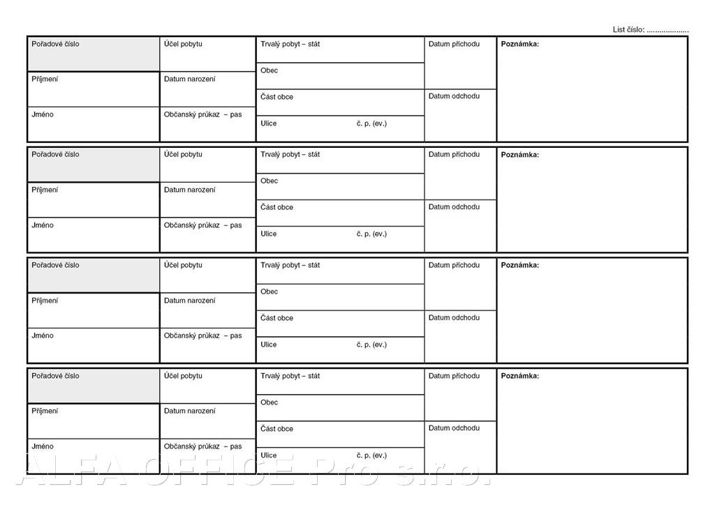 Ubytovací kniha Baloušek A4 / 40 stran / ET520