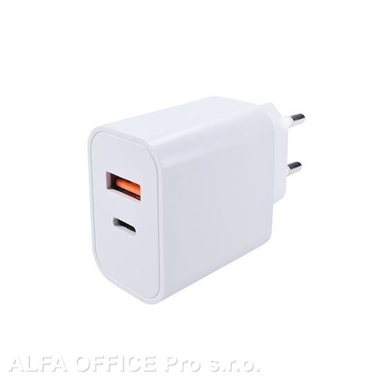 Nabíječka USB A+C 20W fast charger - bílá