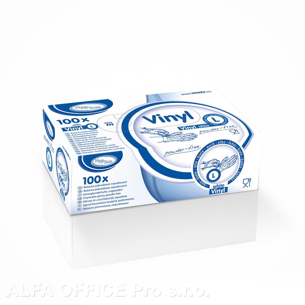 Ochranné rukavice vinylové - nepudrované / velikost L / 100 ks